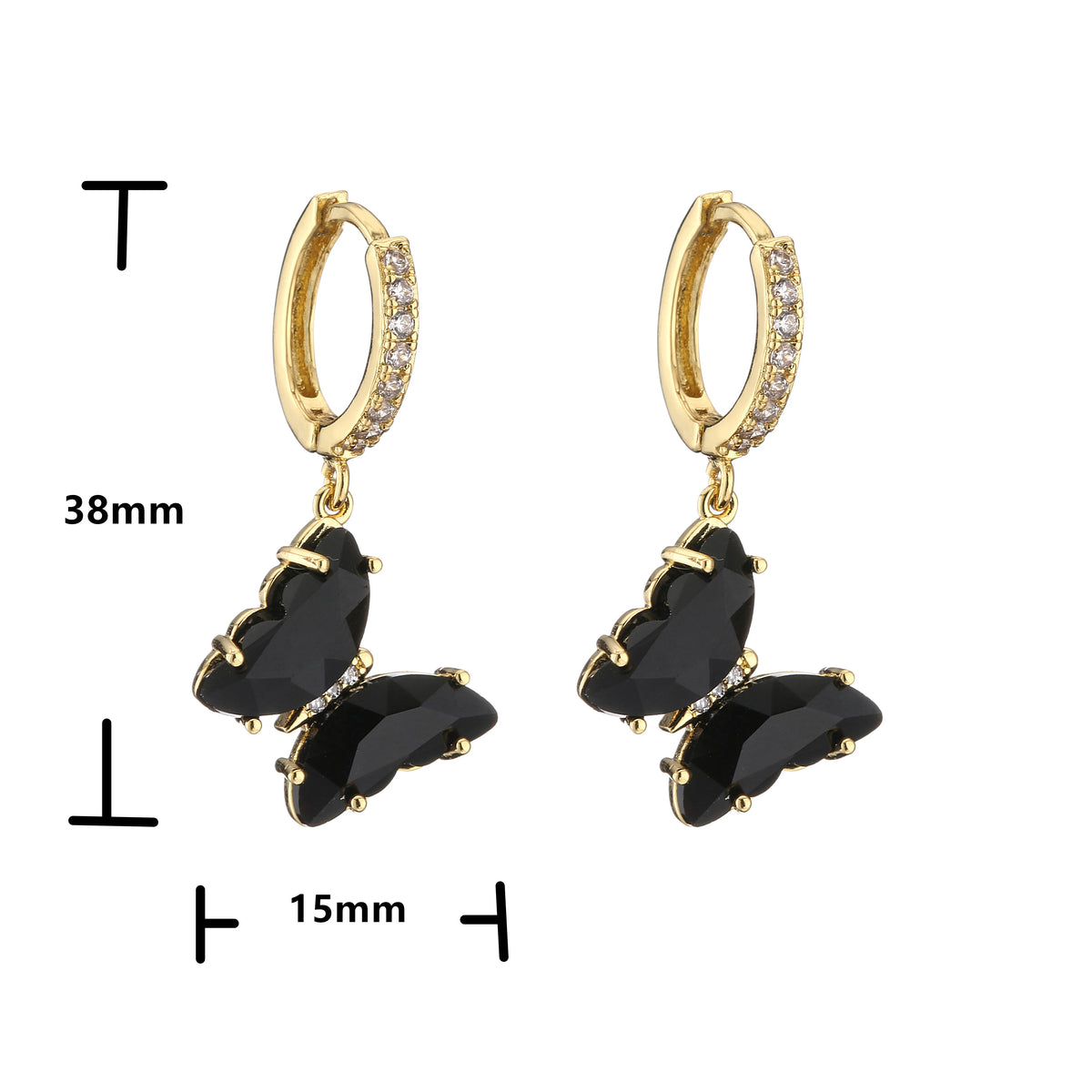 HSF Marketplace crystal butterfly hoop earrings for women, sweet and elegant jewelry design