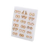 HSF Marketplace multicolor cartoon star and moon hypoallergenic plastic stud earrings set, 36/18 pairs