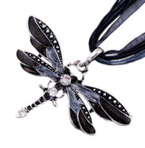 HSF Marketplace Crystal Dragonfly pendant necklace with ribbon detail, casual jewelry for women, elegant gift for 2024