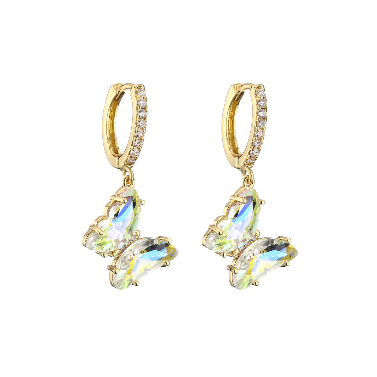 Crystal butterfly hoop earrings for women, featuring a sweet and elegant design by HSF Marketplace