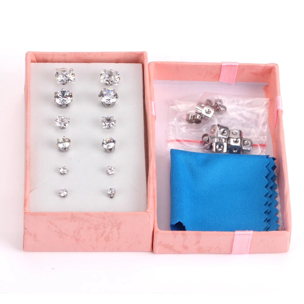 Vintage stud earrings set for women, 6 pairs in gold and silver by HSF Marketplace