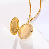 Floral oval heart locket pendant necklace for women by HSF Marketplace
