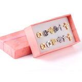 Vintage stud earrings set for women, 6 pairs in gold and silver tones by HSF Marketplace