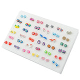HSF Marketplace multicolor crystal cartoon star and moon hypoallergenic plastic stud earrings set for women and girls