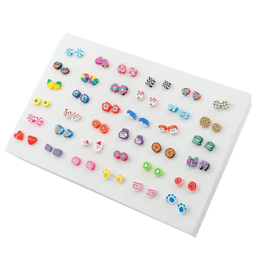 HSF Marketplace multicolor crystal cartoon star and moon hypoallergenic plastic stud earrings set for women and girls