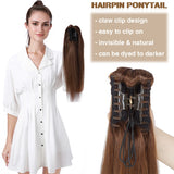 S-noilite straight human hair ponytail extension with claw clip in black, blonde, and brown tones