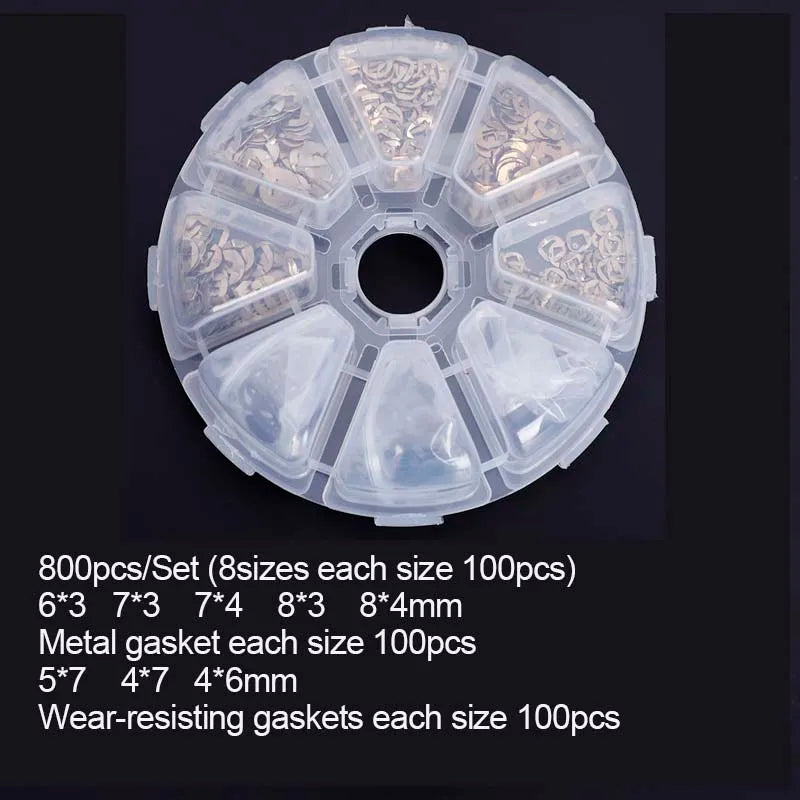 8 Sizes Mix Gaskets 400/800/1600 Pcs Metal Gasket Nylon Wear-Resisting Gaskets Repair Kit Hairdressing Scissor Accessory PJ-0010
