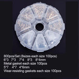 8 Sizes Mix Gaskets 400/800/1600 Pcs Metal Gasket Nylon Wear-Resisting Gaskets Repair Kit Hairdressing Scissor Accessory PJ-0010