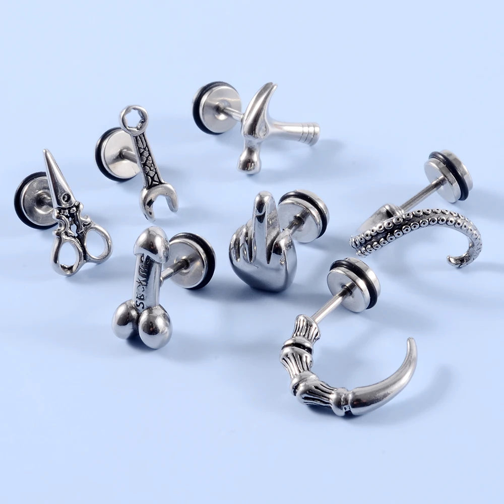 Punk gothic surgical steel earrings for men and women by HSF Marketplace
