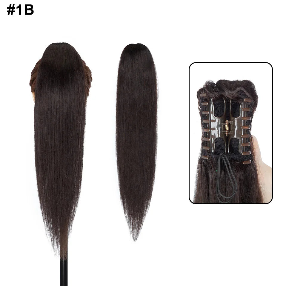 S-noilite human hair claw clip-in ponytail extension in natural black, blonde, and brown tones