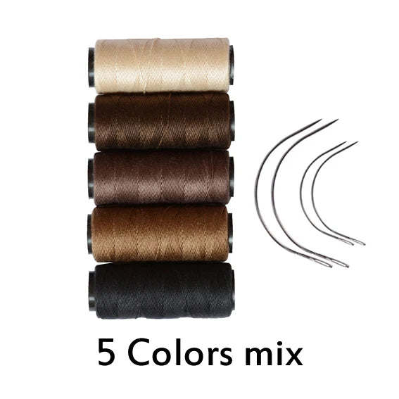 Hair weaving thread set with C-shaped curved needles for wig making by HSF Marketplace