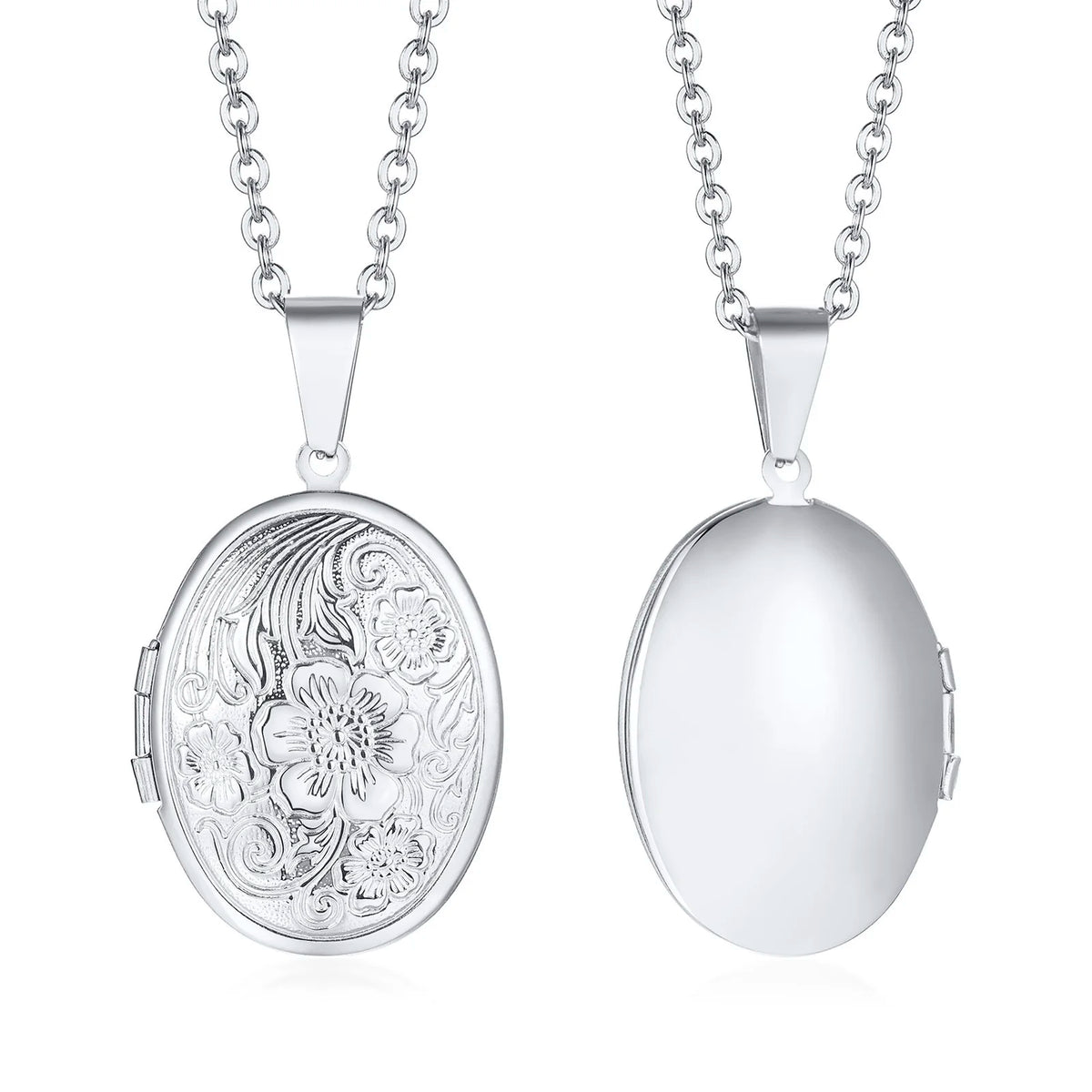 Floral oval heart locket pendant necklace for women by HSF Marketplace, detailed jewelry design