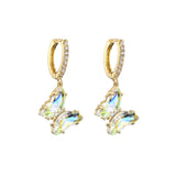 Crystal butterfly hoop earrings for women, sweet and elegant jewelry design by HSF Marketplace