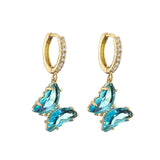 Crystal butterfly hoop earrings for women, featuring a sweet, elegant design by HSF Marketplace