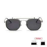 Polarized polygon flip-up sunglasses for women and men with UV400 protection, vintage punk style and brand HSF Marketplace.