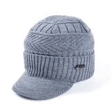Women's HSF Marketplace fur-lined warm winter beanie hat with brim, soft thick knitted cap for men and women