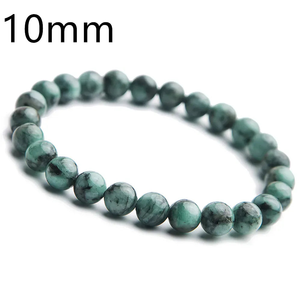 Genuine Natural Green Emerald Crystal Round Beads Bracelet 7mm 8mm 9mm 10mm Gemstone Women Stone Rarest Bracelet Jewelry AAAAA