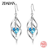 Sterling silver crystal long dangle earrings for women by HSF Marketplace
