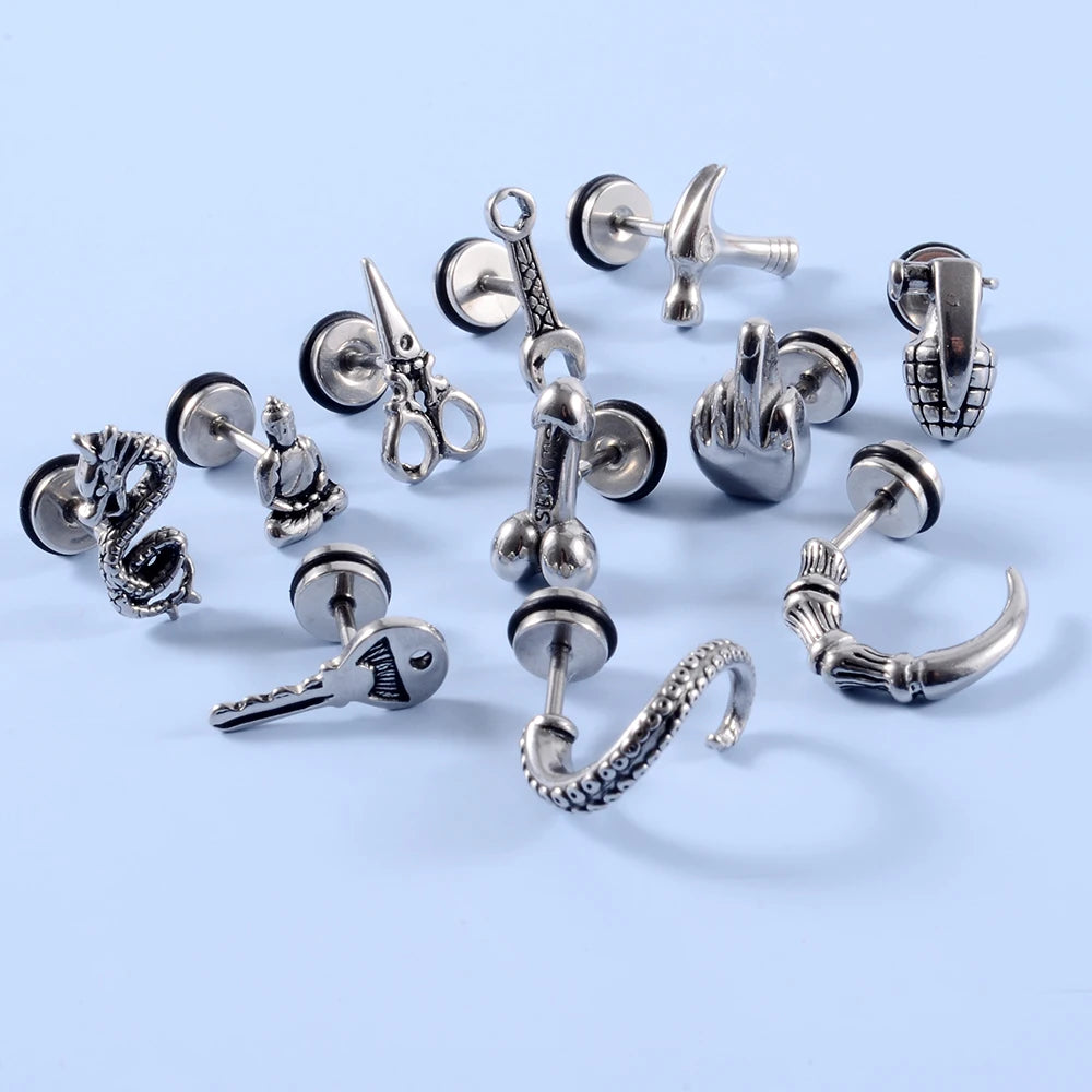 Punk gothic surgical steel earrings for men and women by HSF Marketplace