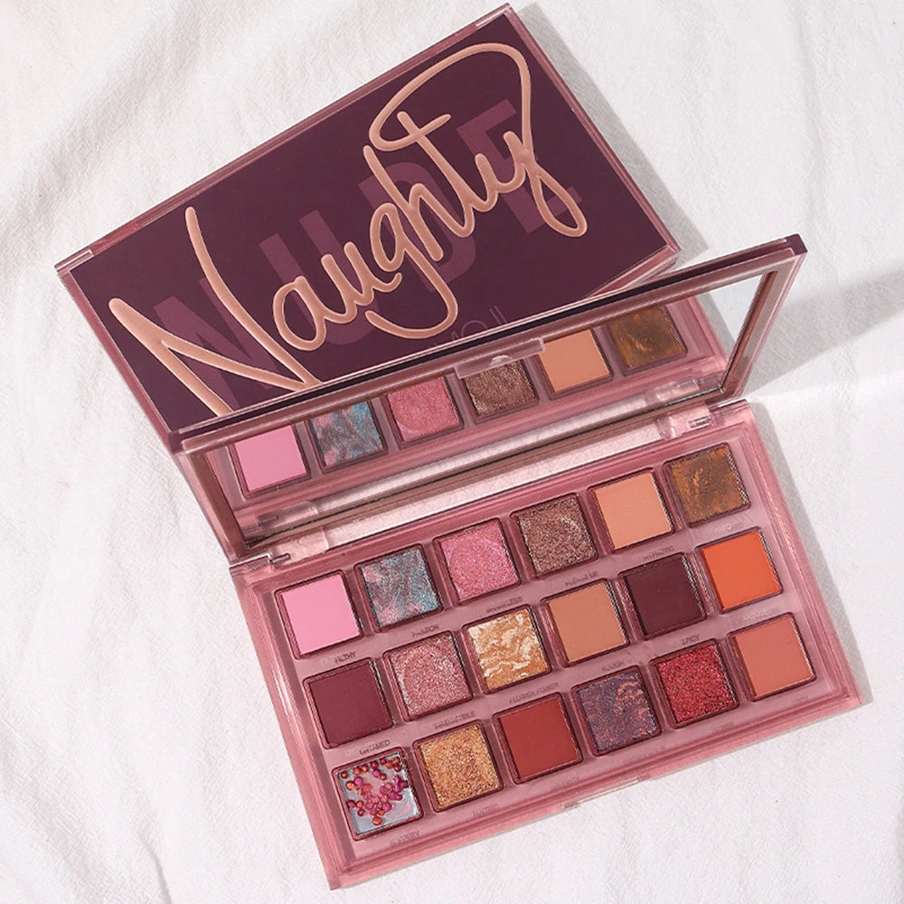 18-color Pomegranate Seeds eyeshadow palette with shimmer and matte shades, waterproof makeup by HSF Marketplace