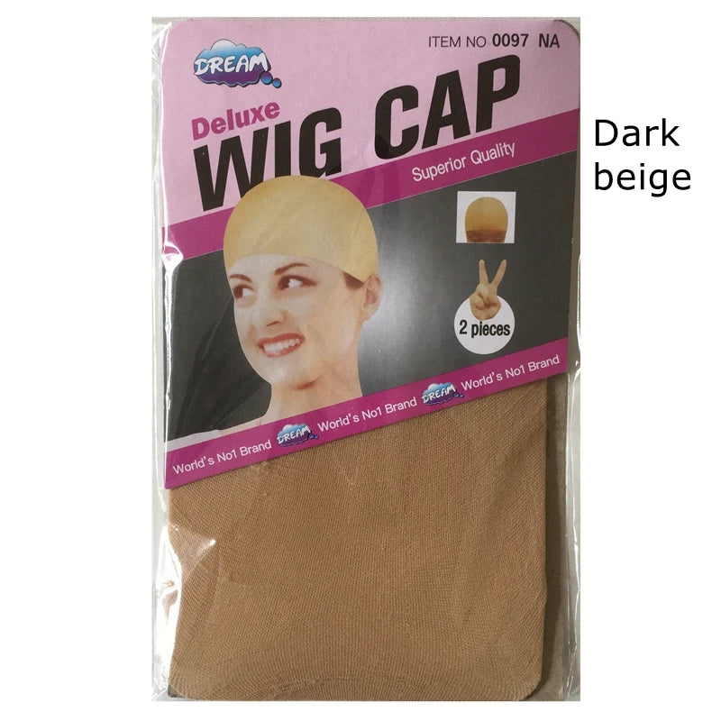 Brown stretchable wig caps, 10-piece set for easy weaving and human hair wig styling