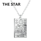 Stainless steel Dawapara Tarot Cards Necklace for women featuring Major Arcana charms, divination jewelry, and wealth amulet design.