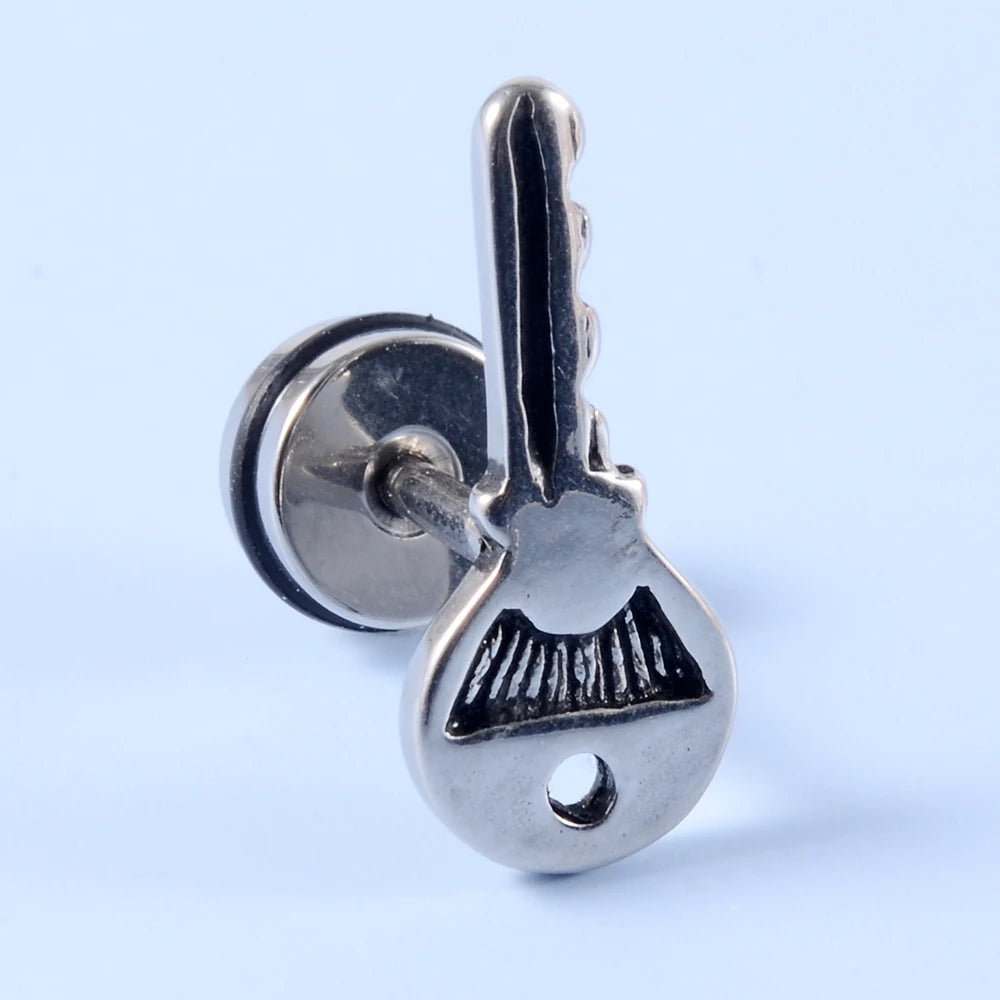 Surgical steel punk gothic earrings for men and women, featuring edgy dark metal design