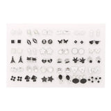 HSF Marketplace multicolor cartoon star and moon hypoallergenic plastic stud earrings set, 18 pairs