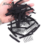Nunify Wig Comb Clips 4 Teeth Hair Extension Clips Stainless Steel Wig Clips Combs Snap Clips With Rubber For Hair Extension