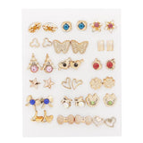 HSF Marketplace multicolor crystal cartoon star and moon hypoallergenic plastic stud earrings set for women and girls