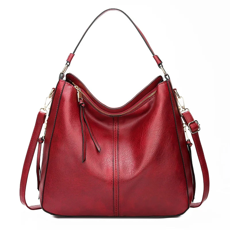 Leather Hobo Bag by DIDABEAR, large capacity women's shoulder handbag with vintage style and spacious tote design.