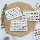 36/18-pair multicolor crystal cartoon star and moon hypoallergenic plastic stud earrings set by HSF Marketplace