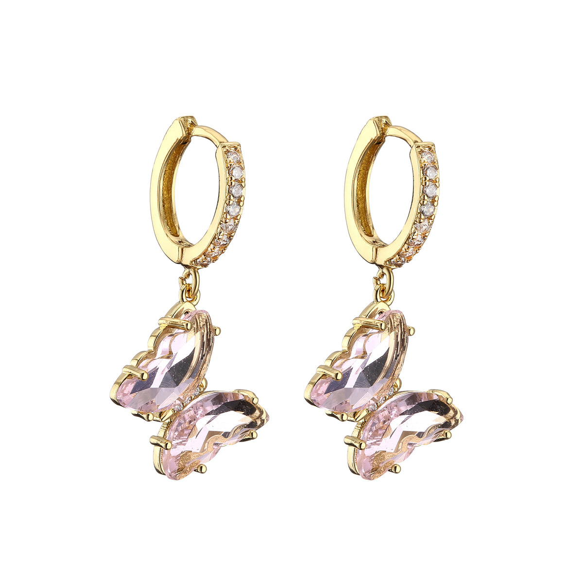 Crystal butterfly hoop earrings for women, sweet and elegant HSF Marketplace jewelry design