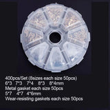 8 Sizes Mix Gaskets 400/800/1600 Pcs Metal Gasket Nylon Wear-Resisting Gaskets Repair Kit Hairdressing Scissor Accessory PJ-0010