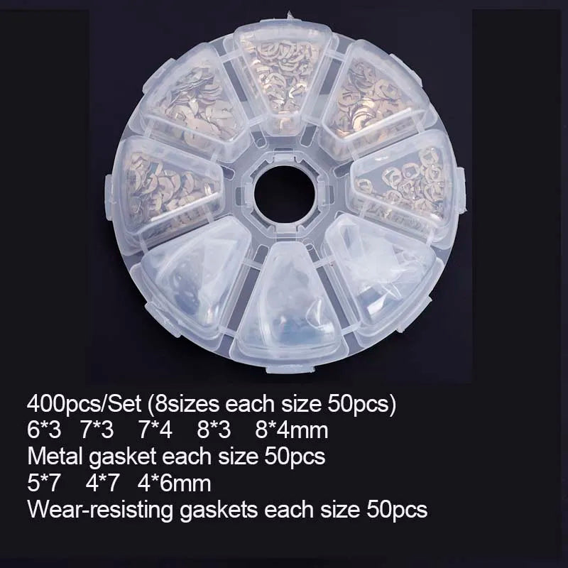8 Sizes Mix Gaskets 400/800/1600 Pcs Metal Gasket Nylon Wear-Resisting Gaskets Repair Kit Hairdressing Scissor Accessory PJ-0010