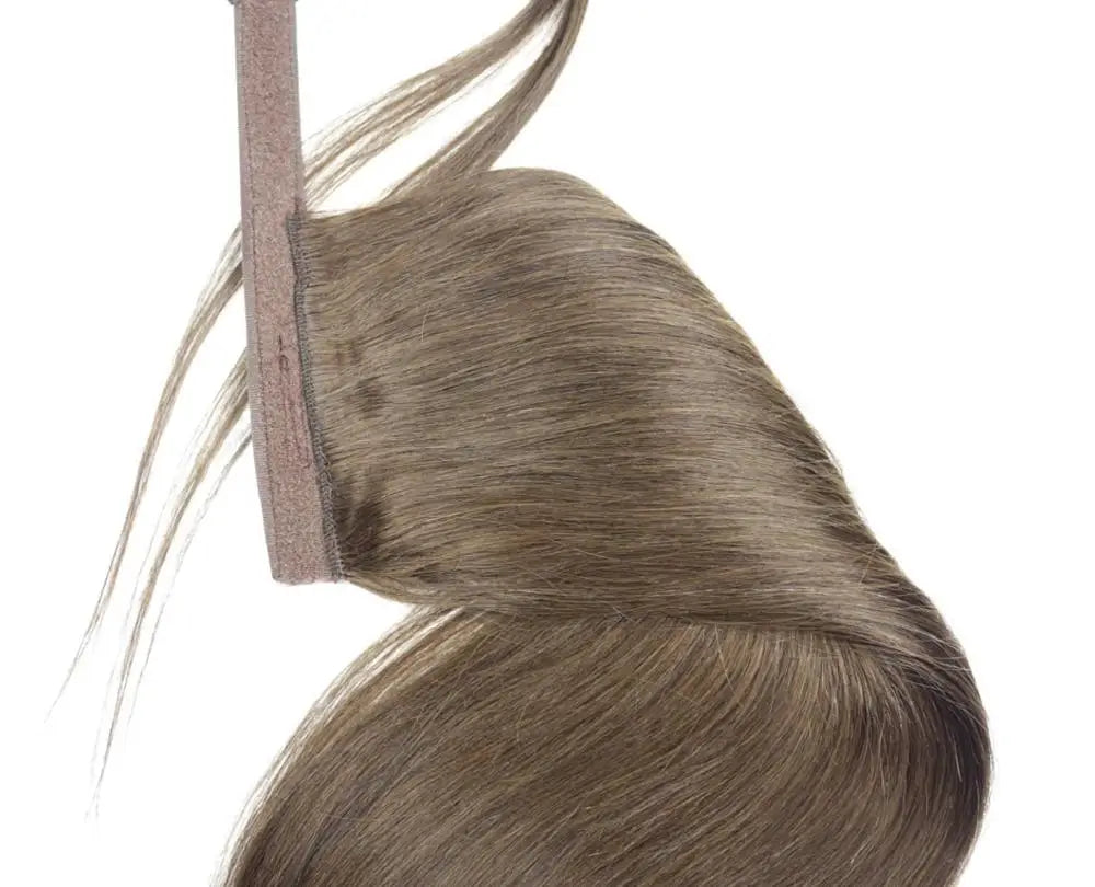 ZZHAIR 100% human hair straight wrap-around ponytail extension, machine-made Remy clip-in, 16–28 inches