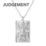 Stainless steel Dawapara Tarot Cards necklace featuring Major Arcana tarot symbols, women's jewelry with wealth amulet charm.