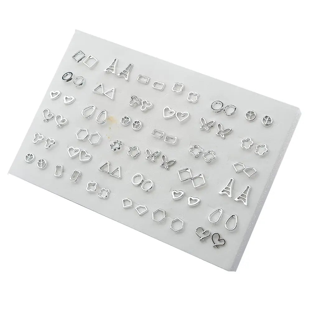 HSF Marketplace multicolor cartoon star and moon hypoallergenic plastic stud earrings set, 36 pairs