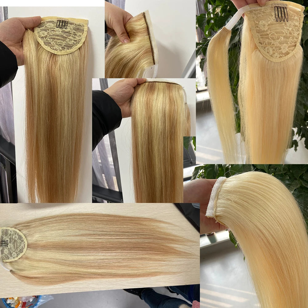 Doreen human hair clip-in ponytail extension, natural Remy hair wrap ponytail piece in 14 to 24 inches