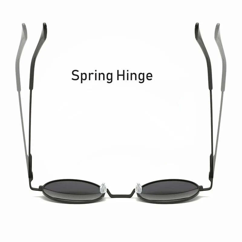 Retro vintage round polarized sunglasses for men and women with black lenses, alloy metal frame, UV400 protection, stylish designer eyewear