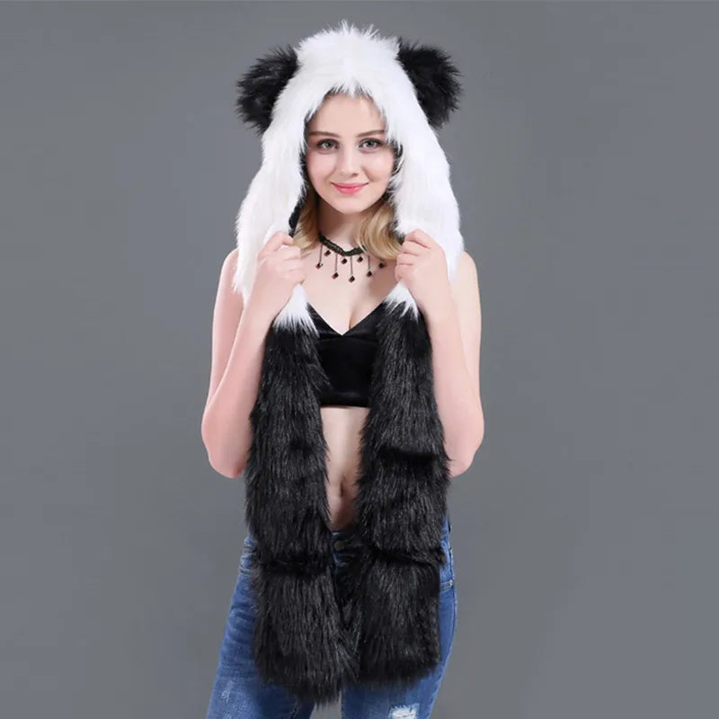 Faux fur women’s scarf, hat and glove set in soft winter textures by HSF Marketplace