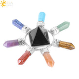 CSJA  7 Chakra Jewelry Energy Power Natural Stone Meditation Crystal Pyramid Hexagonal Prism for Men Women Yoga Healing F342