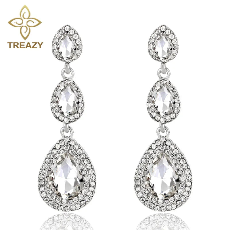Champagne crystal drop earrings by HSF Marketplace for elegant wedding looks