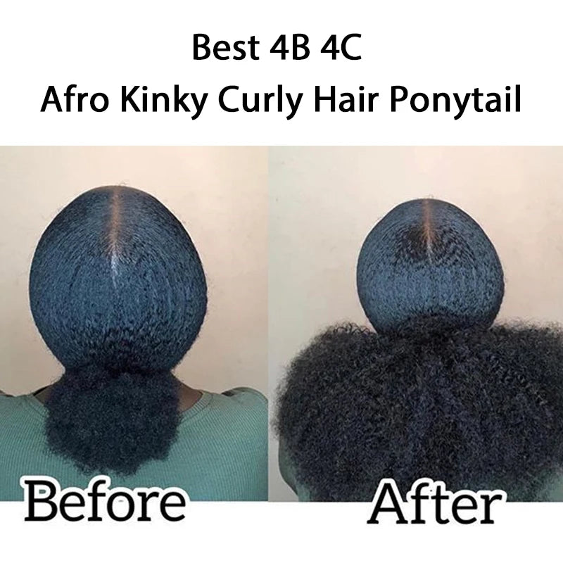 Afro Kinky Curly Ponytail Remy Hair Pieces For Women Natural Black Clip In Ponytails Drawstring Human Hair Dolago Products