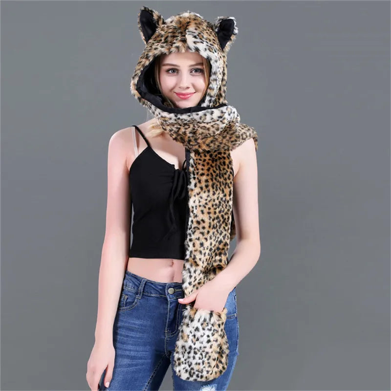 Faux fur women’s scarf, hat and glove set by HSF Marketplace for winter warmth