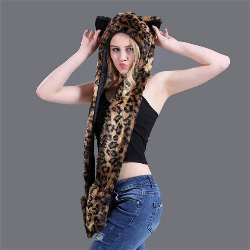 Women's faux fur winter scarf, hat and glove set by HSF Marketplace