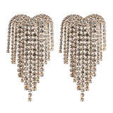 Heart chandelier earrings with rhinestones, elegant dangling jewelry for trendy style