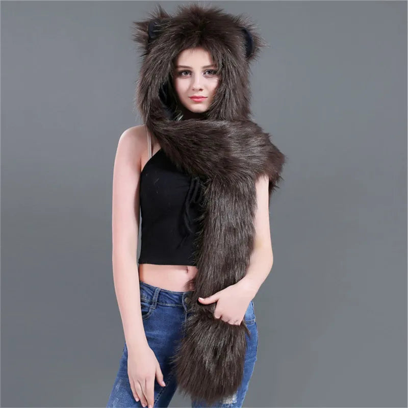 Faux fur women’s winter scarf, hat and glove set by HSF Marketplace