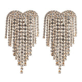Heart chandelier earrings with sparkling rhinestones, elegant dangling jewelry by HSF Marketplace