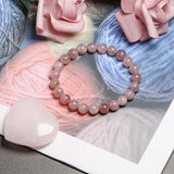 Madagascar Natural Rose Quartz Bead Bracelet Women Girls Fashion Stone Handmade Strength Yoga Healing Energy Jewelry Gift